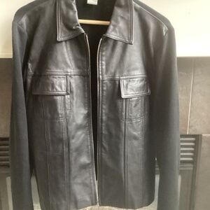 NYGARD REAL soft leather zip up jacket with knitted sleeves and back. m